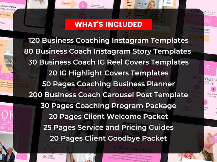 500 Editable Planner Templates l SBB Business Coaching Bundle l Social Media Posts, Story, Carousel